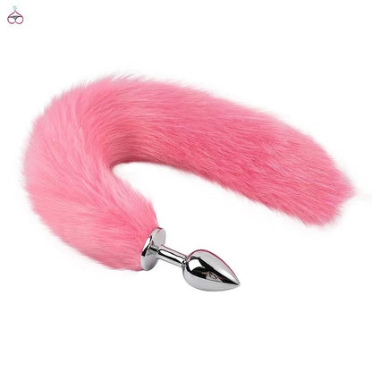 Erotic Artificial Feather Foxtails Stainless Steel Anal Plug