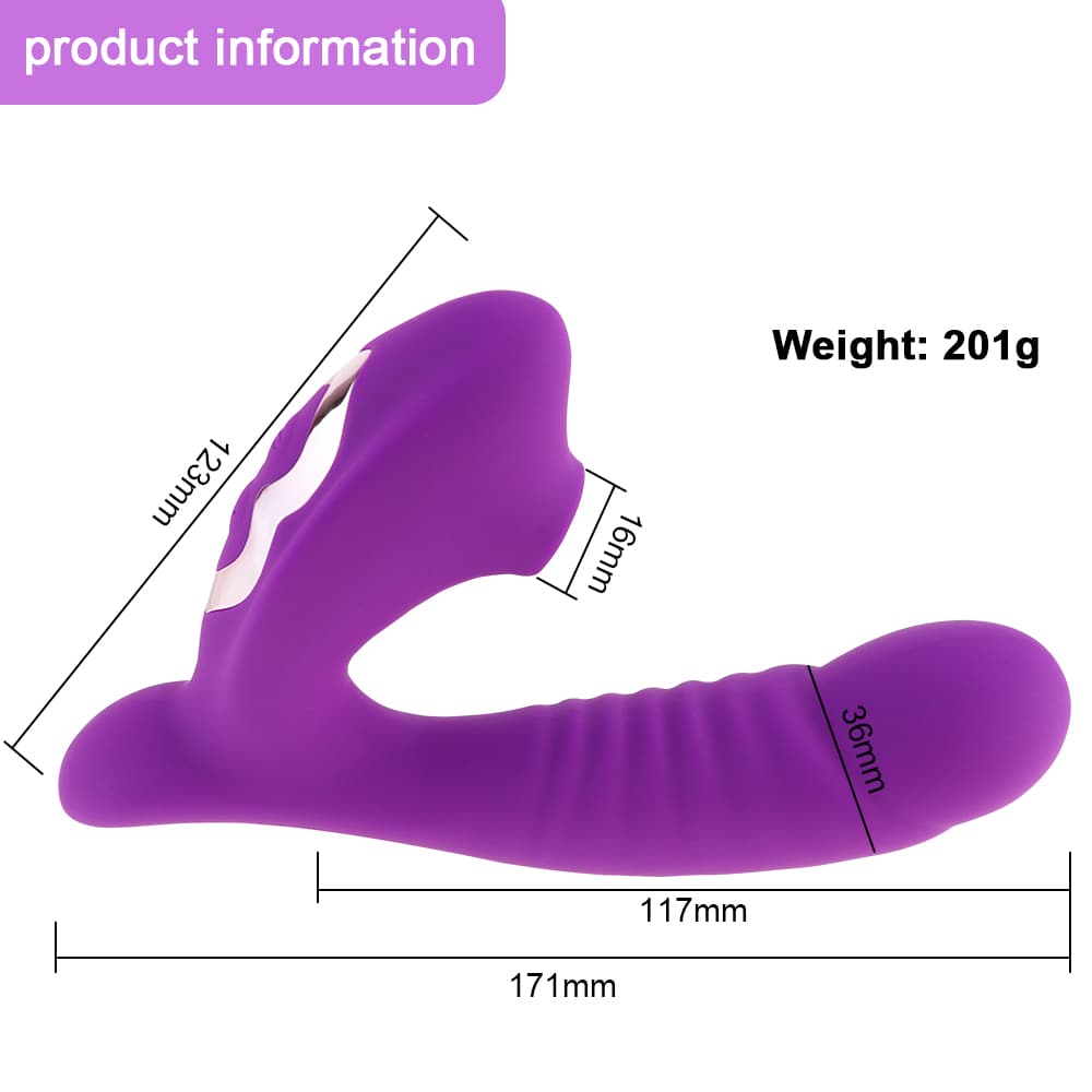 Super Silent 2 In 1 Textured Shape Dildo Sucking Vibrator