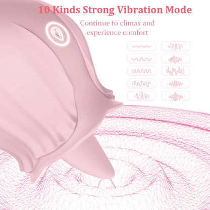 Elegant Rose Type Pocket Size Tongue Licking Vibrator