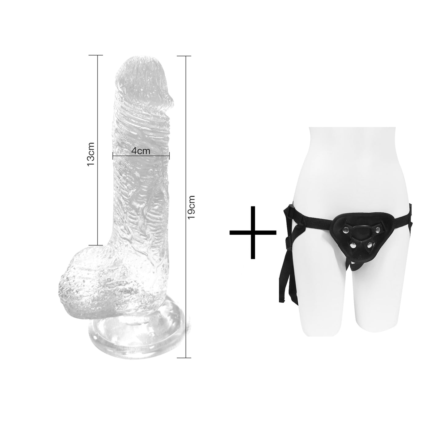 Crystal Dildo With Realistic Scrotum And Suction Stand