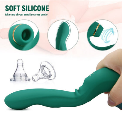 Green Emerald Strong Pulsating Vibrating Sucking Stimulator