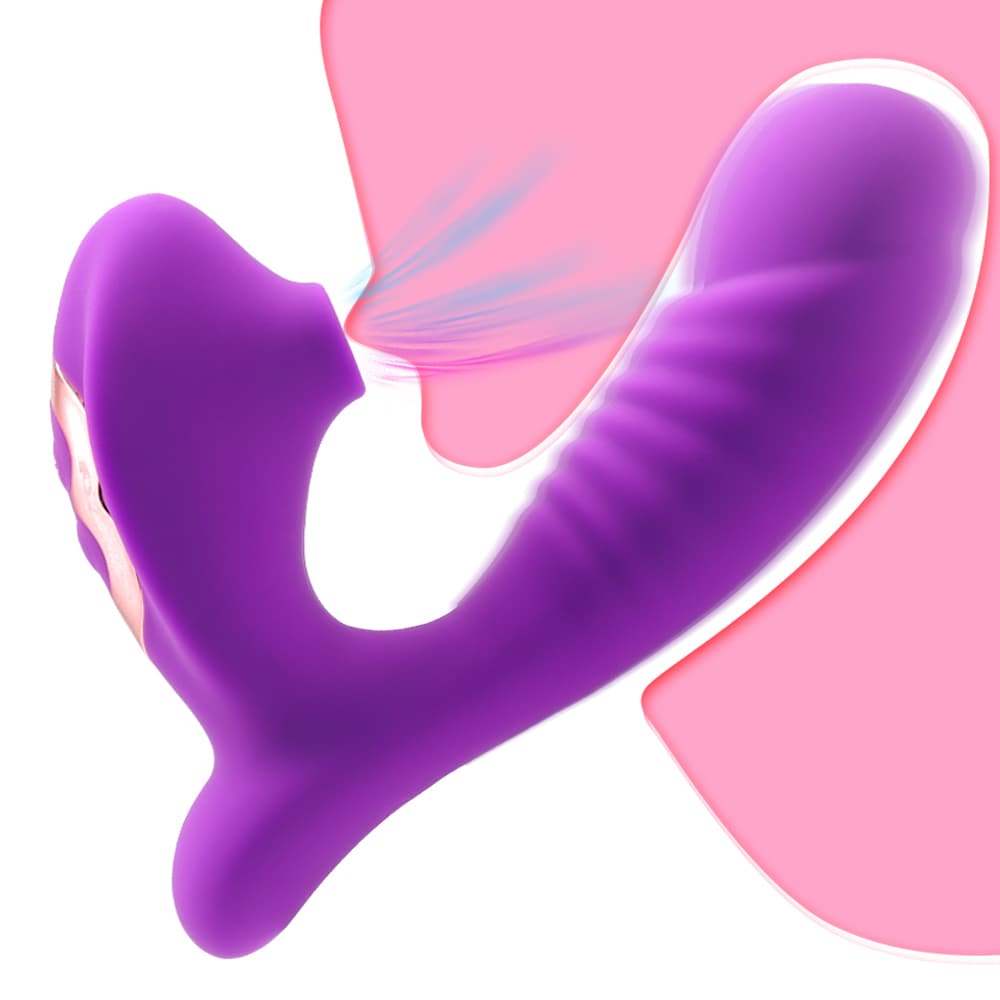 Super Silent 2 In 1 Textured Shape Dildo Sucking Vibrator