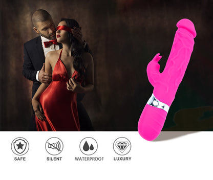 Rabbit Ears Waterproof Silicone Penis Shape Vibrator