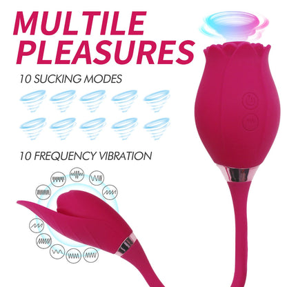 Flower And Leaf Shape Female Orgasms Sucking Vibrator