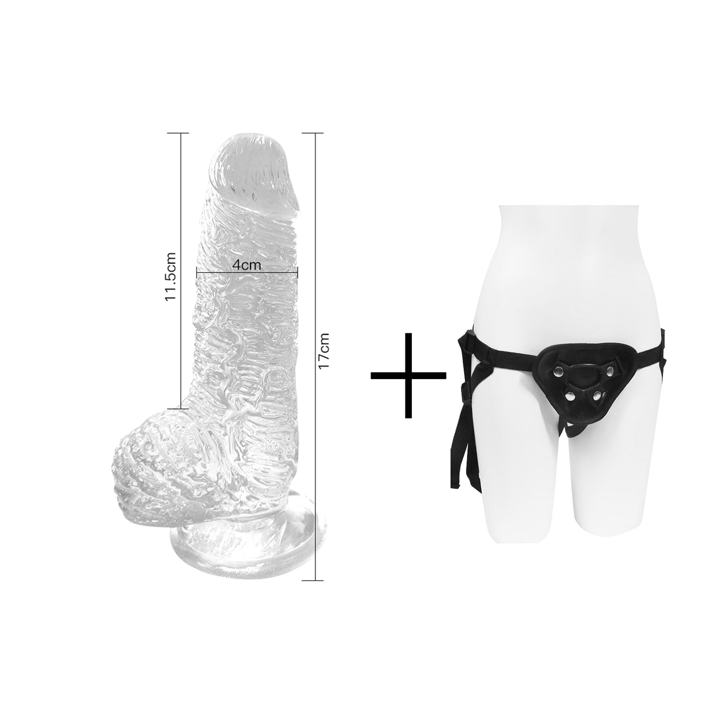 Crystal Dildo With Realistic Scrotum And Suction Stand