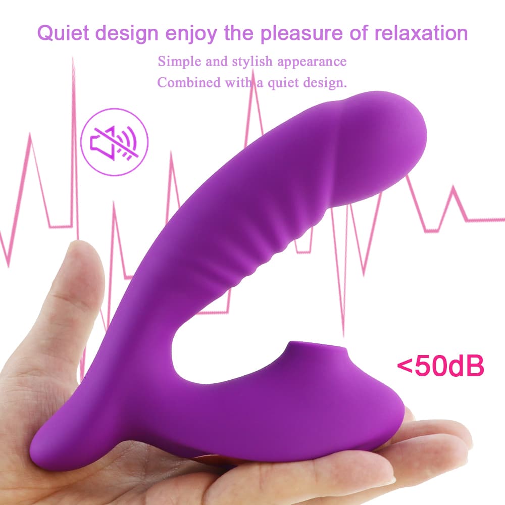 Super Silent 2 In 1 Textured Shape Dildo Sucking Vibrator