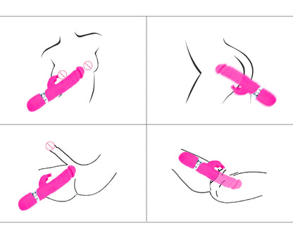 Rabbit Ears Waterproof Silicone Penis Shape Vibrator