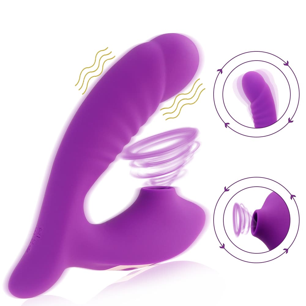 Super Silent 2 In 1 Textured Shape Dildo Sucking Vibrator