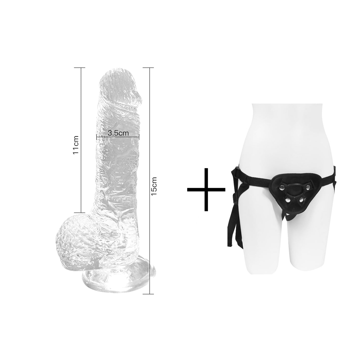 Crystal Dildo With Realistic Scrotum And Suction Stand