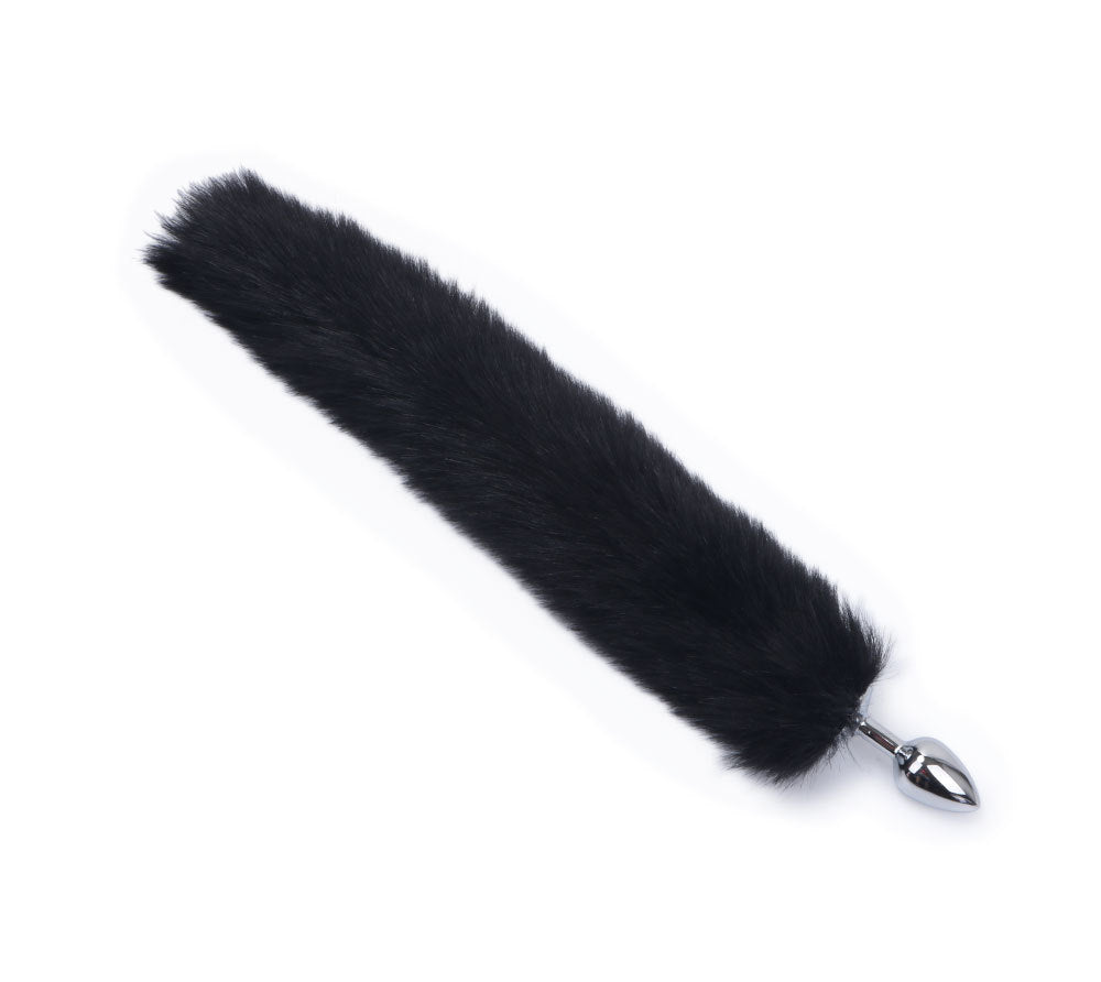 Erotic Artificial Feather Foxtails Stainless Steel Anal Plug