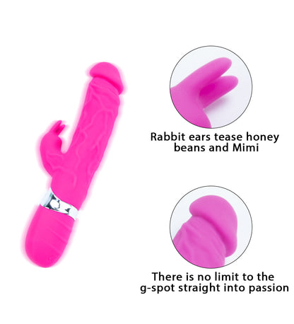 Rabbit Ears Waterproof Silicone Penis Shape Vibrator