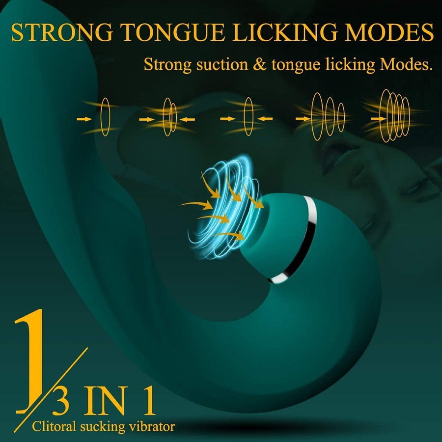 Green Emerald Strong Pulsating Vibrating Sucking Stimulator